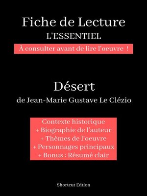 cover image of Fiche de lecture "L'ESSENTIEL"--Désert de Jean-Marie Gustave Le Clézio